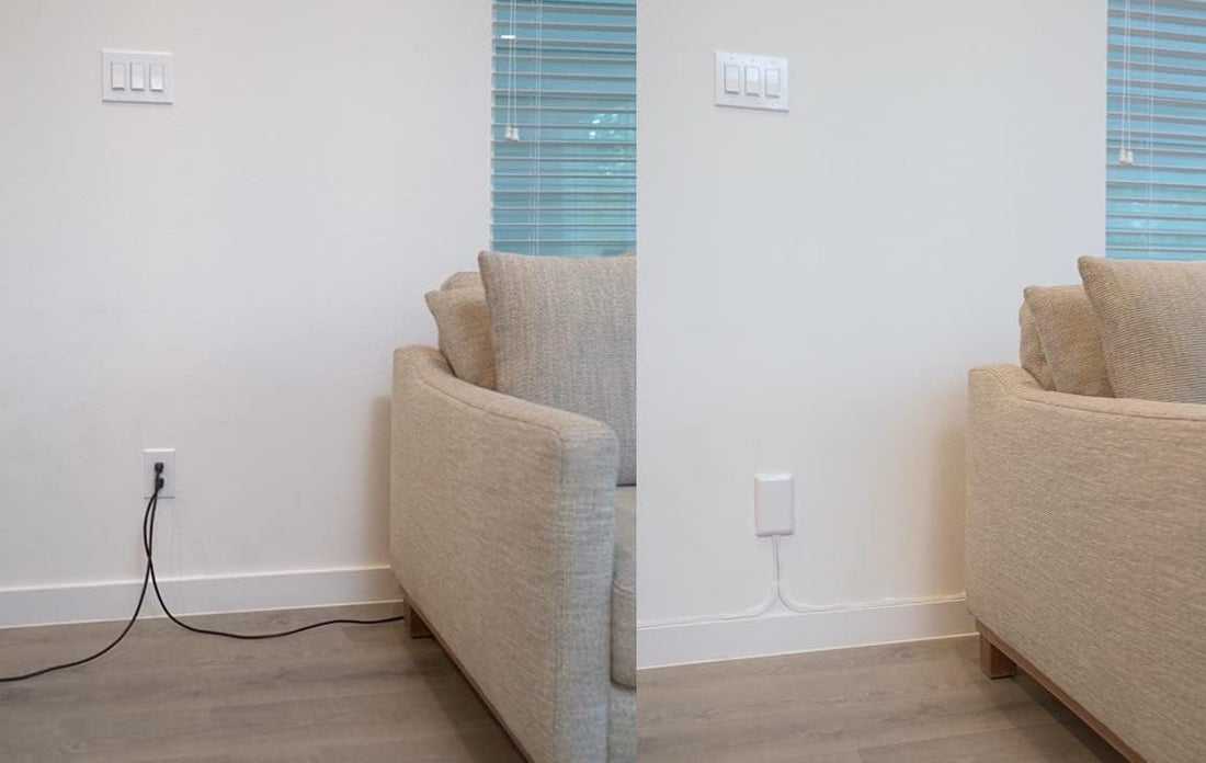 Socket Original & Patented Ultra-Thin Outlet Concealer with Cord Concealer Kit, Flat Extension Cord with Multi Outlets Power Strip, Ideal for Home Improvement, Hide Bulky and Messy Cords