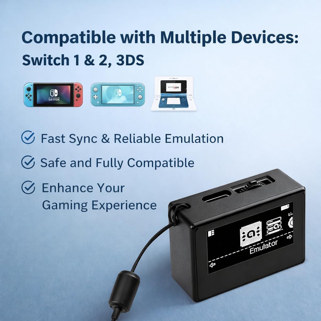 NFC Tag Emulator Compatible with Switch 1 & 2, Portable NFC Tag Reader Writer with 1.3" Screen, Stores 3000+ NFC Data Entries, Unlimited Scanning