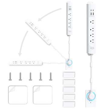 Power Strip Outlet Extender with 360° Rotating Plug, 3FT Extension Cord with Multi Plug Wall Outlets and 4 USB (2 USB C), 1440J Surge Protector
