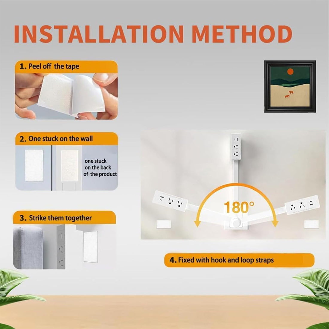 Electrical Outlet Extender Features USB-A,USB-C,2 AC Outlets,Wall Power Socket Expander Stick,Extendable Rotating Electric Outlet Plug Adapter Nightstands
