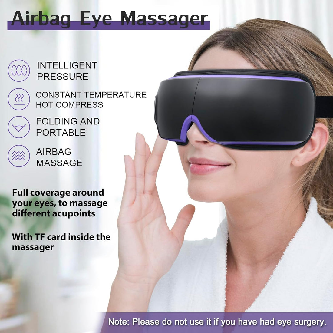 Eye Massager with Heat, FSA Eligible/HSA Eligible Compression,Eye Massage for Headache Relief and Improve Sleep, Birthday Gifts for Women Men Mom Dad