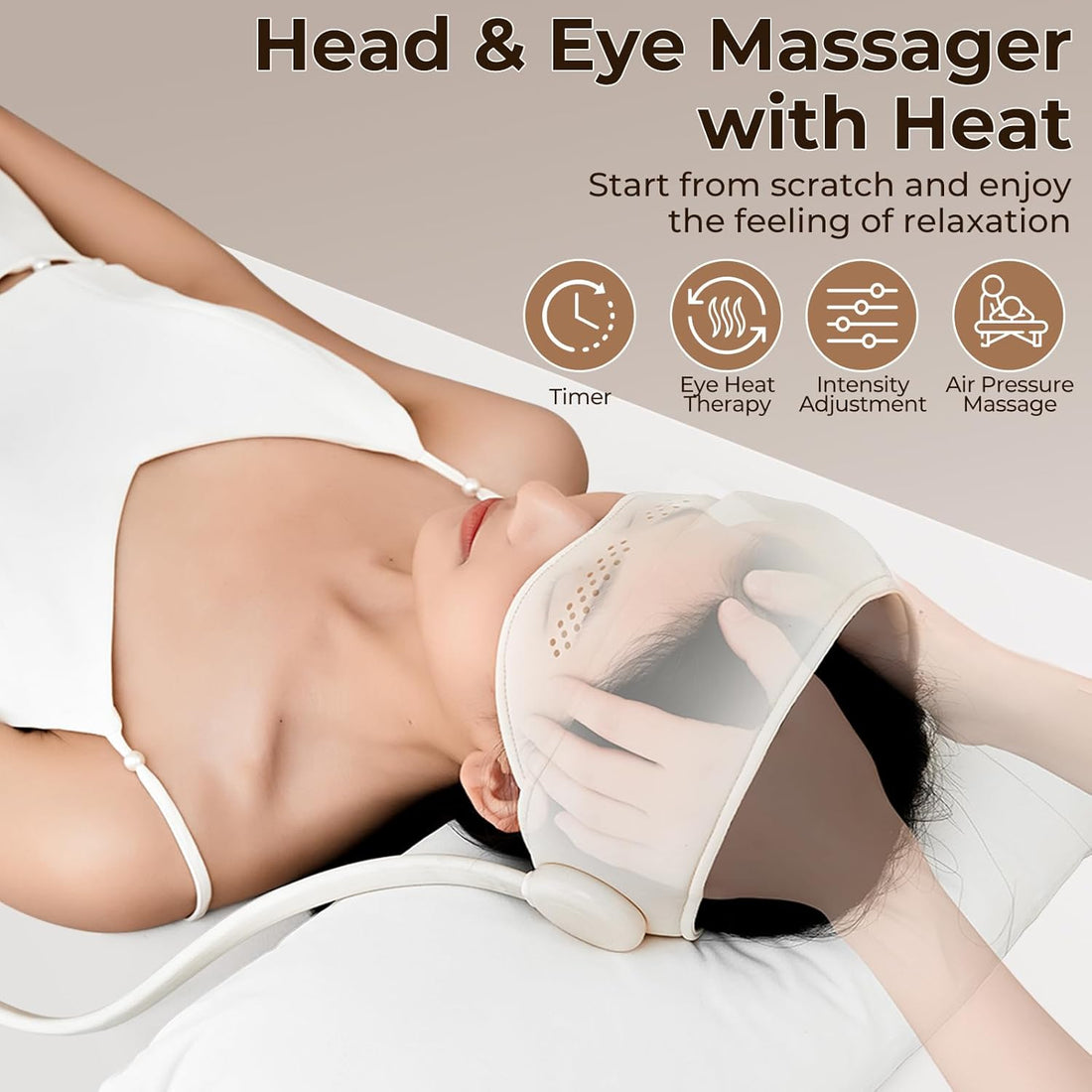 Electric Head Massager for Headaches, Eye Massager with Heat, Rechargeable Head and Eye Massage for Stress Relax, Fatigue, Ideal for Rest & Relaxation, Best Gift for Mom/Dad